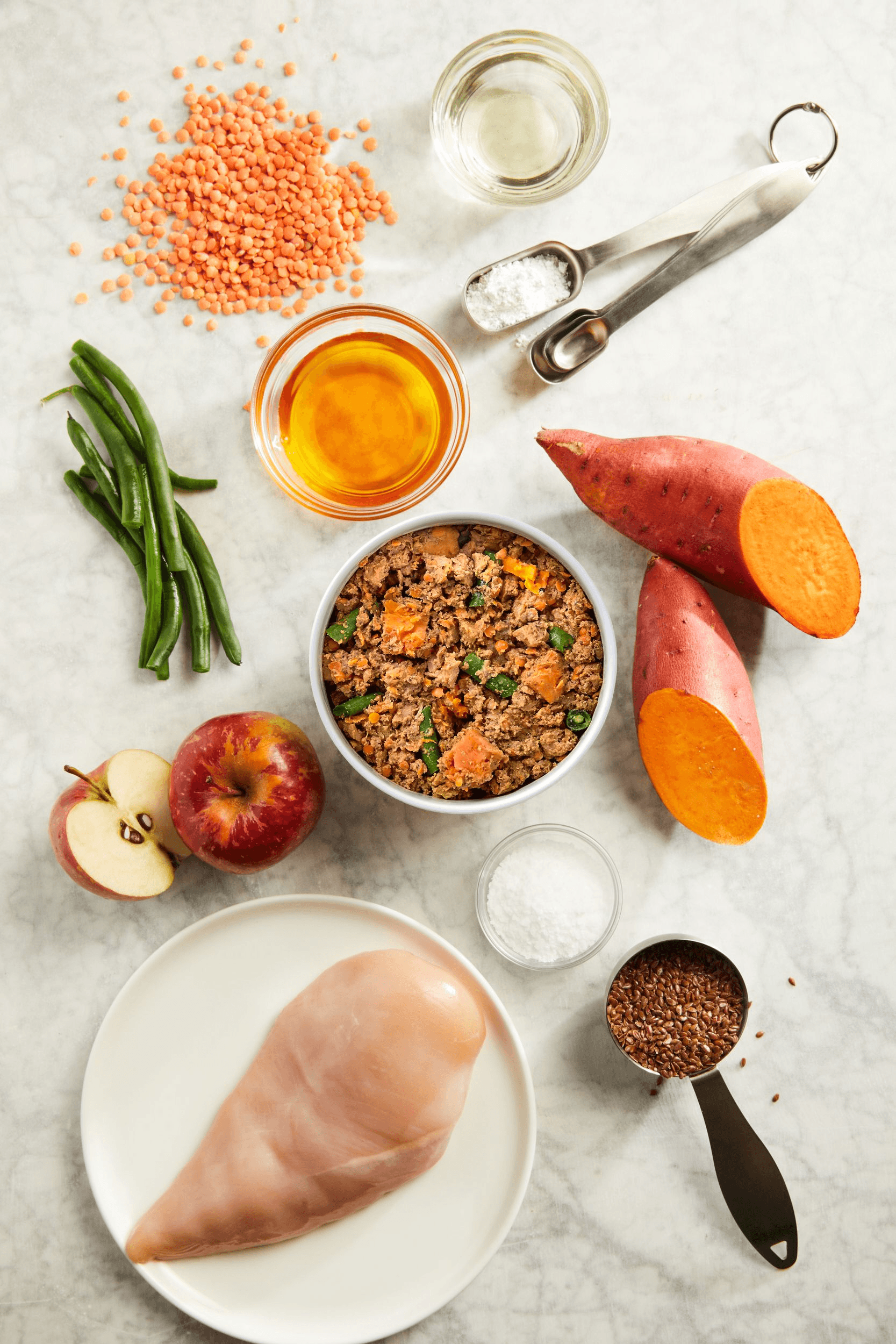 Assorted PetPlate FreshCooked ingredients on a table